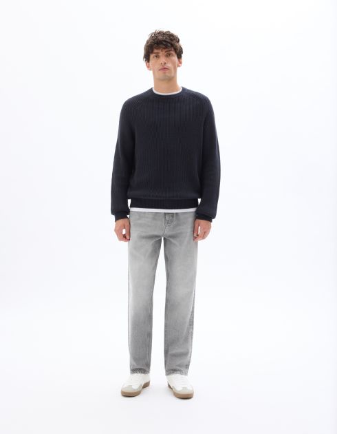 Pull col rond 100% coton - encre