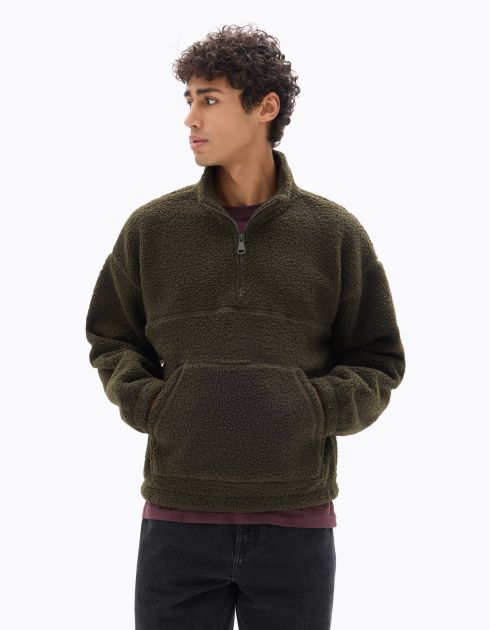 Sweat oversize en polaire - kaki