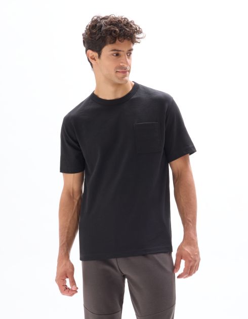 T-shirt boxy col rond flammé - noir