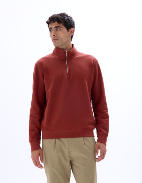 Sweat regular col camionneur uni - rouge