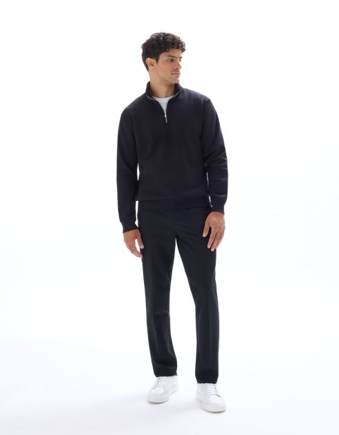 Sweat regular col camionneur uni - noir