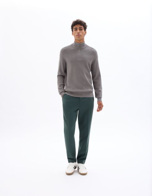 Pull col camionneur regular en micro gaufré - gris