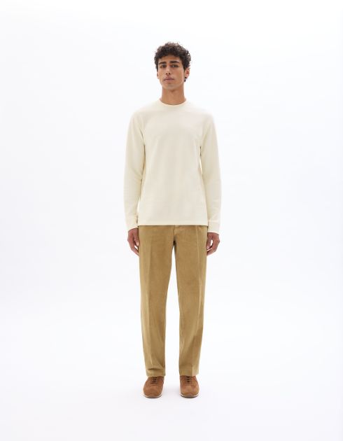 T-shirt boxy reliéfé manches longues - écru