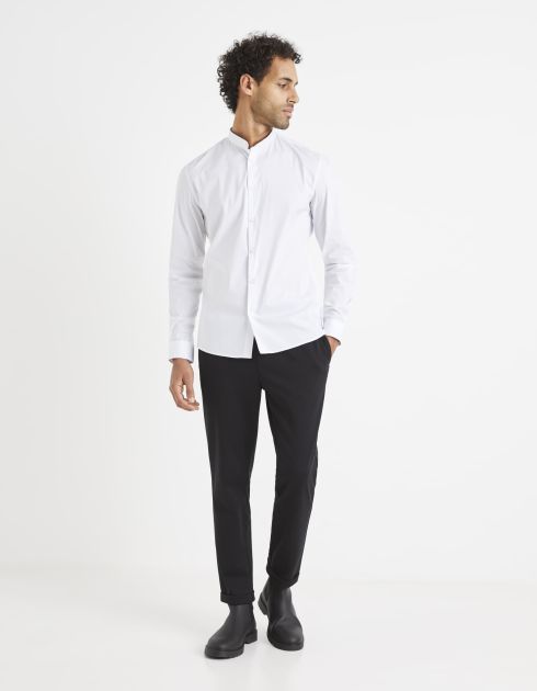 Chemise col mao en coton mélangé