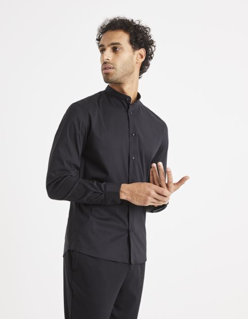 Chemise col mao en coton mélangé