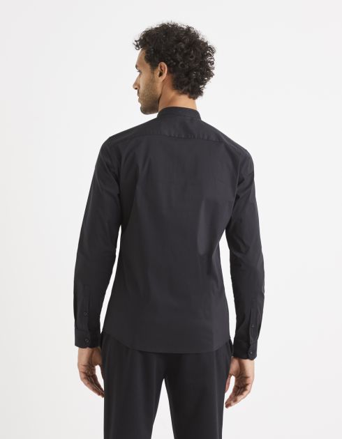 Chemise col mao en coton mélangé