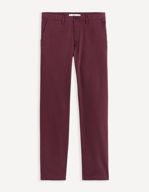 Pantalon chino straight twill stretch - bordeaux