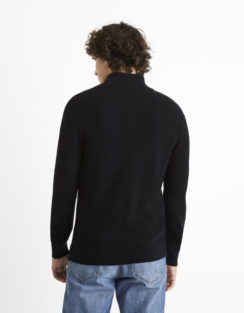 Pull col camionneur zippé coton - noir