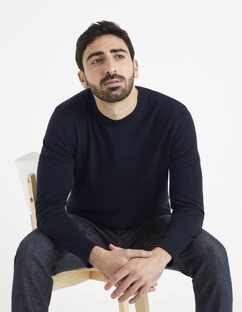 Pull col rond 100% laine mérinos extra fin