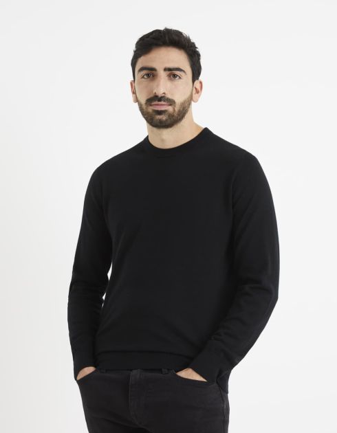 Pull col rond 100% laine mérinos extra fin