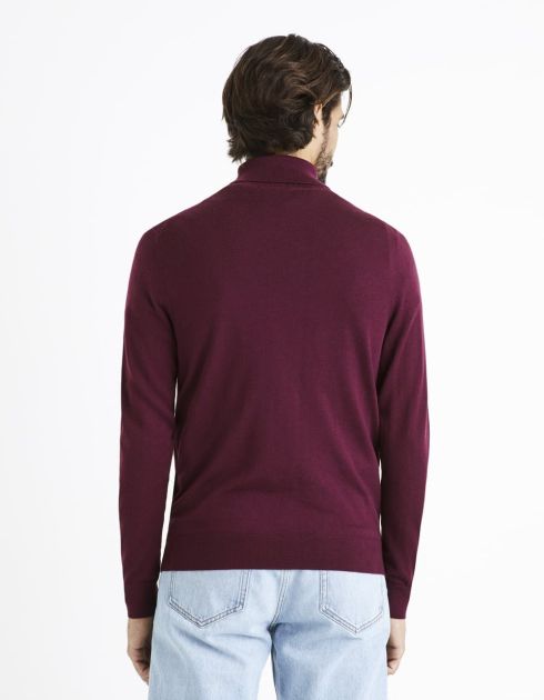 Pull col roulé 100% laine mérinos extra fin - violet